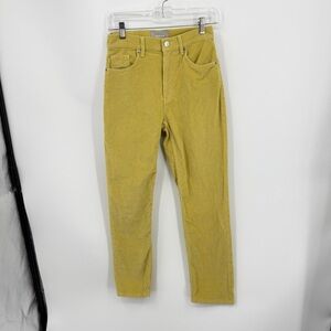 Everlane Baby Cord Cheeky Crop Pants Straight Leg sz 25 yellow